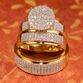 925 Sterling Silver Moissanite Bridal Ring Set – 18K Yellow Gold Plated