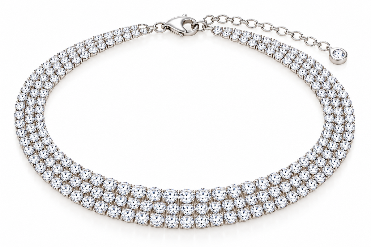 BENRAP delicate round tennis anklet three row in 925 sterling silver