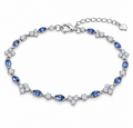 BENRAP blue gemstone floral anklet in 925 sterling silver