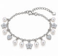 BENRAP pearl floral charm bracelet in 925 sterling silver