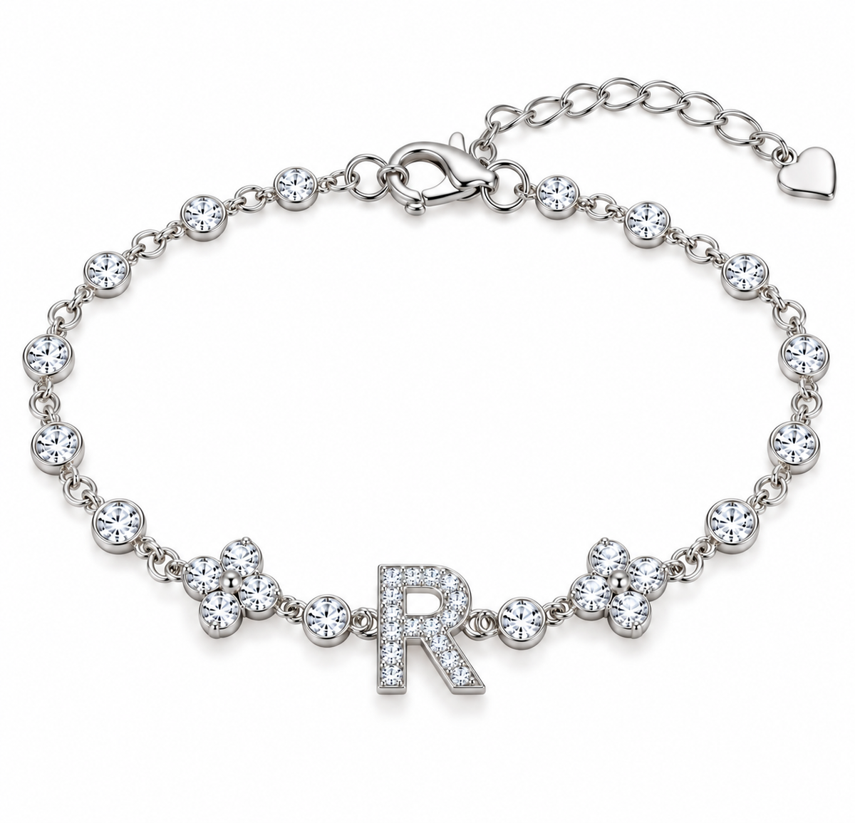 BENRAP personalized moissanite initial bracelet in 925 sterling silver
