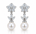 BENRAP pearl floral drop earrings in 925 sterling silver