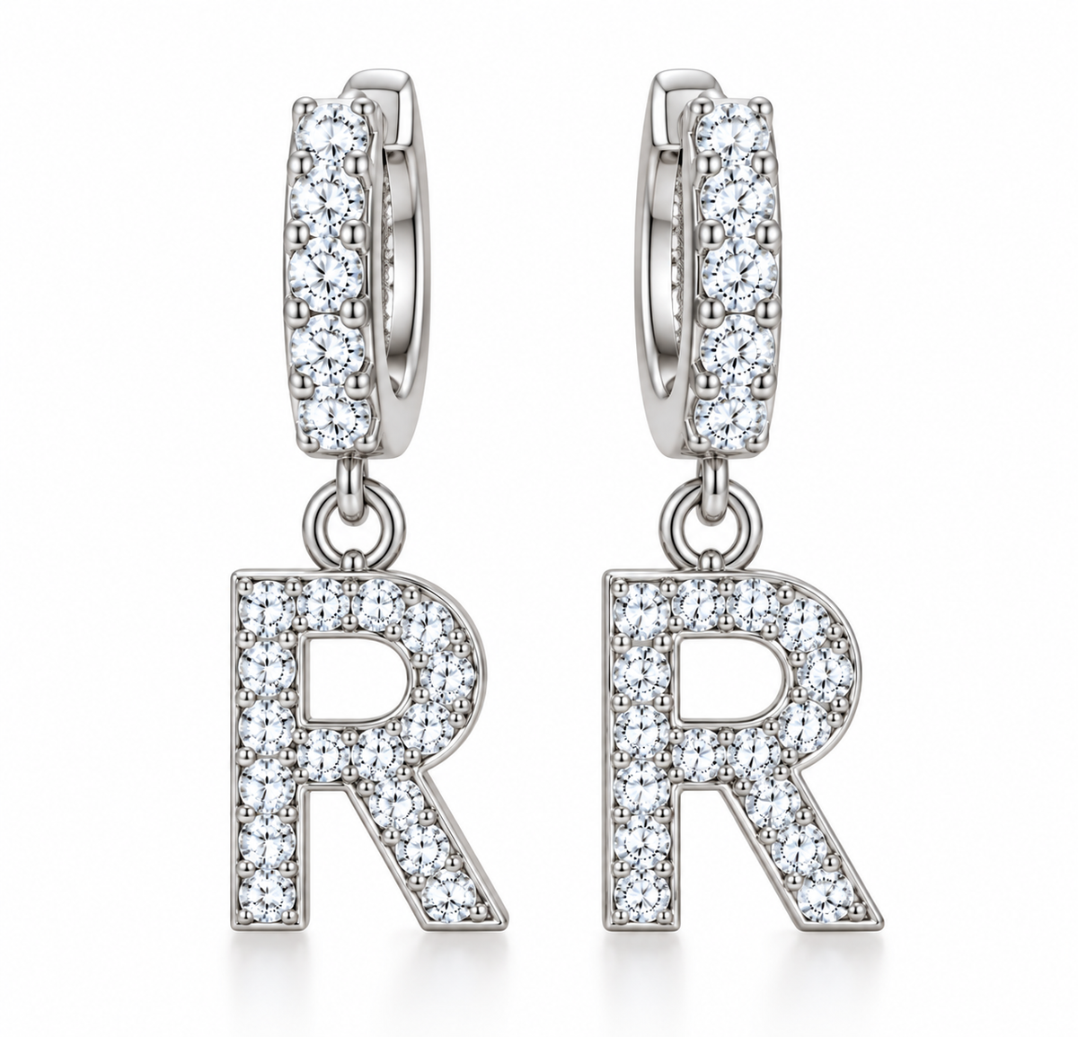 BENRAP personalized moissanite initial earrings in 925 sterling silver
