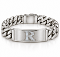 BENRAP men's personalized Cuban ID bracelet with stone-set initial only
