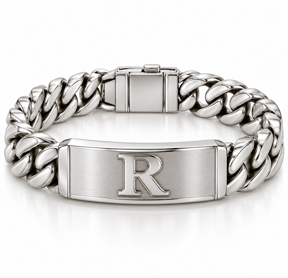 BENRAP men's personalized Cuban ID bracelet in polished 925 sterling silver