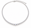 BENRAP delicate graduated round tennis necklace single row in 925 sterling silver