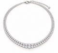 BENRAP delicate graduated round tennis necklace double row in 925 sterling silver