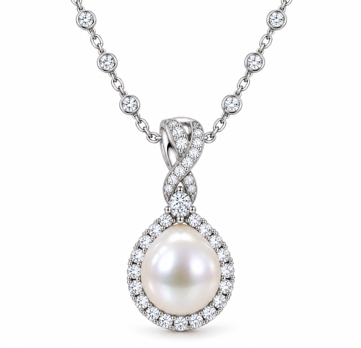 BENRAP pearl halo necklace in 925 sterling silver