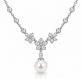 BENRAP moissanite pearl chain necklace in 925 sterling silver