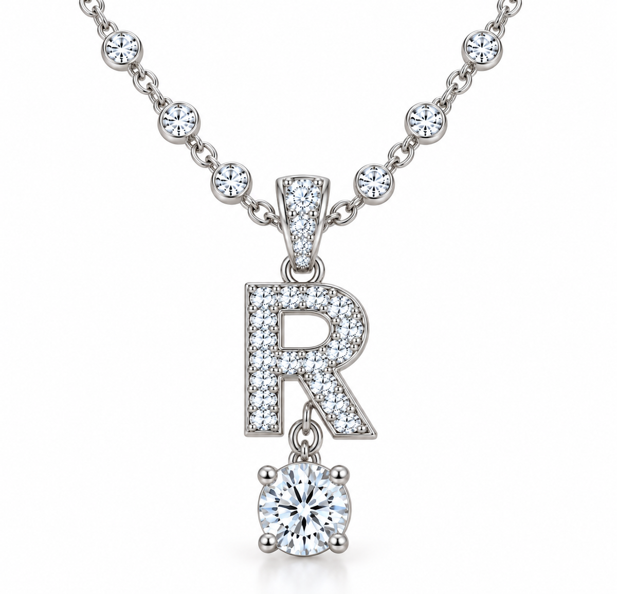 BENRAP personalized moissanite initial necklace in 925 sterling silver