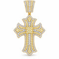 Ornate Gothic Cross pendant, moissanite, 925 sterling silver