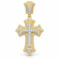 Gothic Cross with White Stone Center pendant, moissanite, 925 sterling silver