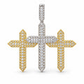 Triple Cross pendant, moissanite, 925 sterling silver