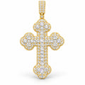 Budded Cross pendant, moissanite, 925 sterling silver