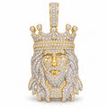 King Jesus Crown Piece pendant, moissanite, 925 sterling silver