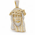 Jesus Piece with Crown of Thorns, Polished Face pendant, moissanite, 925 sterling silver