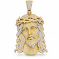 Jesus Piece with Crown of Thorns, Detailed Beard pendant, moissanite, 925 sterling silver
