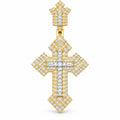 Cross with Baguette Center pendant, moissanite, 925 sterling silver