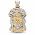Jesus Piece with Closed Eyes pendant, moissanite, 925 sterling silver