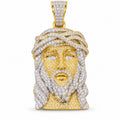 Jesus Piece with Braided Thorn Crown pendant, moissanite, 925 sterling silver