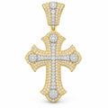 Ornate Cross with Ball Ends pendant, moissanite, 925 sterling silver