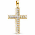 Classic Cross with Round Stones pendant, moissanite, 925 sterling silver