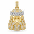 Jesus Piece with Cuban Link Crown pendant, moissanite, 925 sterling silver