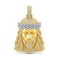 Jesus Piece with Cuban Link Crown, Gold Face pendant, moissanite, 925 sterling silver