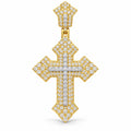 Gothic Cross with Baguette Center pendant, moissanite, 925 sterling silver