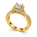 Princess Cut Moissanite Halo Split Shank Engagement Ring — 925 Sterling Silver, 18K Gold Plated