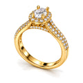 Oval Moissanite Halo Pavé Engagement Ring — 925 Sterling Silver, 18K Gold Plated