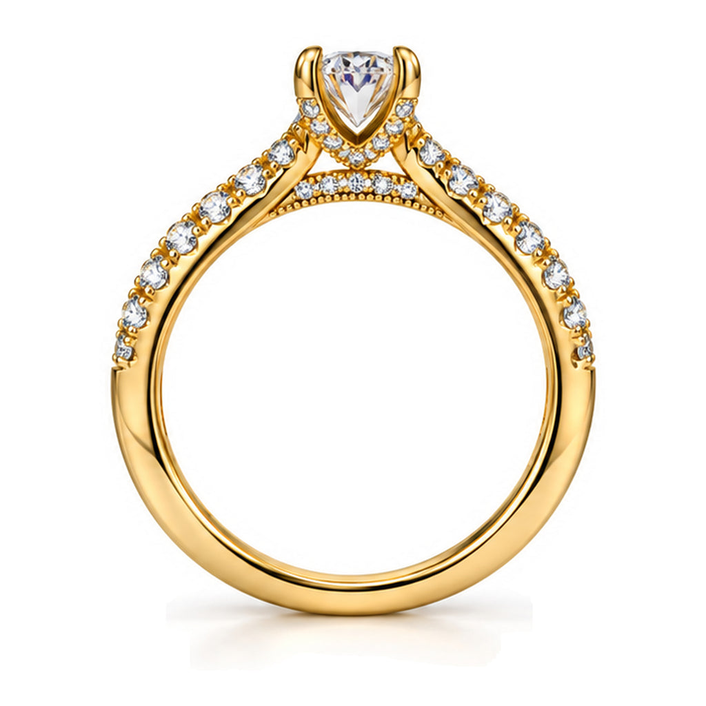 Oval Moissanite Solitaire Engagement Ring — 925 Sterling Silver, 18K Gold Plated