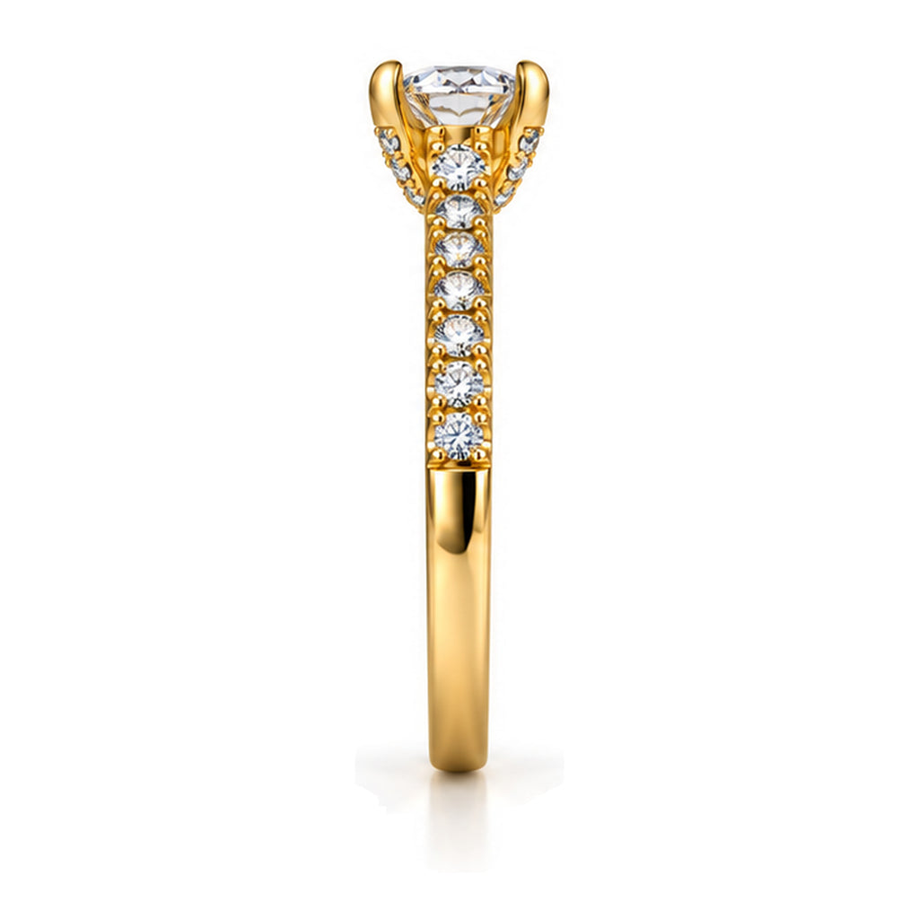 Oval Moissanite Solitaire Engagement Ring — 925 Sterling Silver, 18K Gold Plated