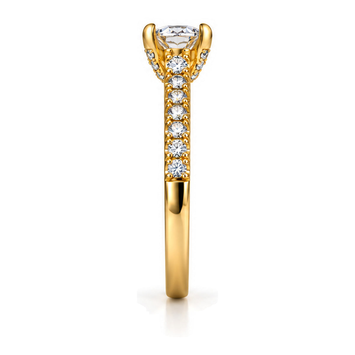 Oval Moissanite Solitaire Engagement Ring — 925 Sterling Silver, 18K Gold Plated