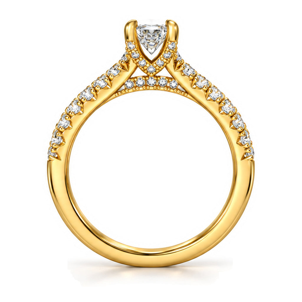 Princess Cut Moissanite Solitaire Engagement Ring — 925 Sterling Silver, 18K Gold Plated