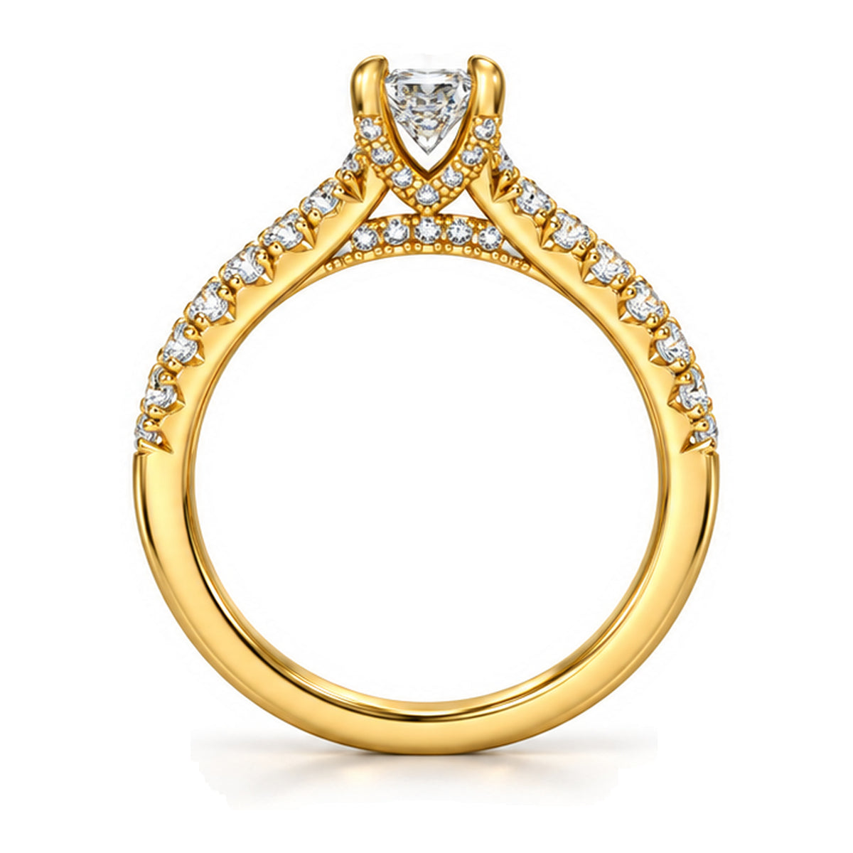 Princess Cut Moissanite Solitaire Engagement Ring — 925 Sterling Silver, 18K Gold Plated