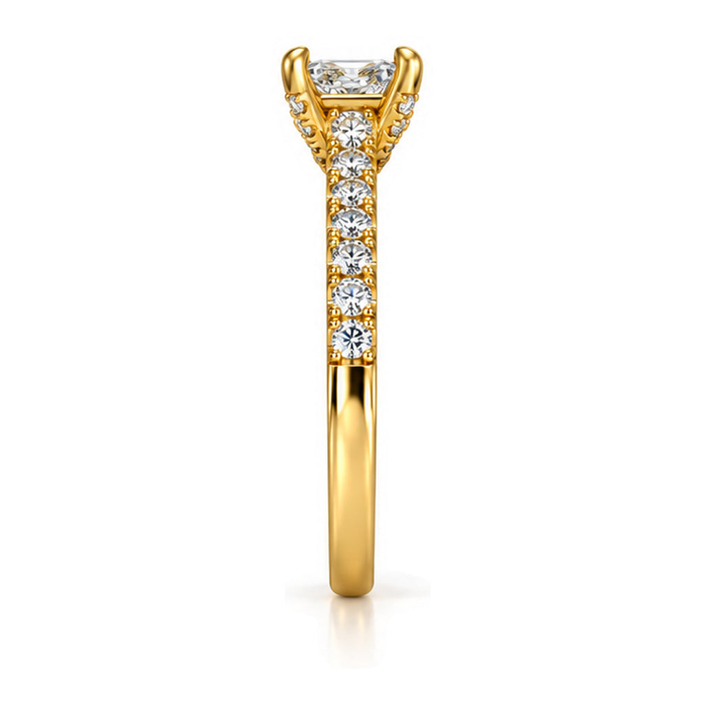 Princess Cut Moissanite Solitaire Engagement Ring — 925 Sterling Silver, 18K Gold Plated