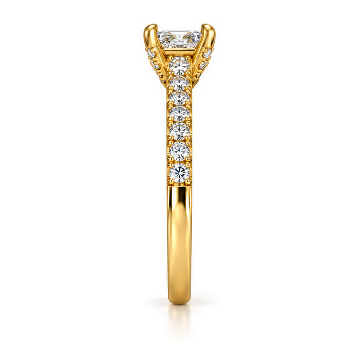 Princess Cut Moissanite Solitaire Engagement Ring — 925 Sterling Silver, 18K Gold Plated