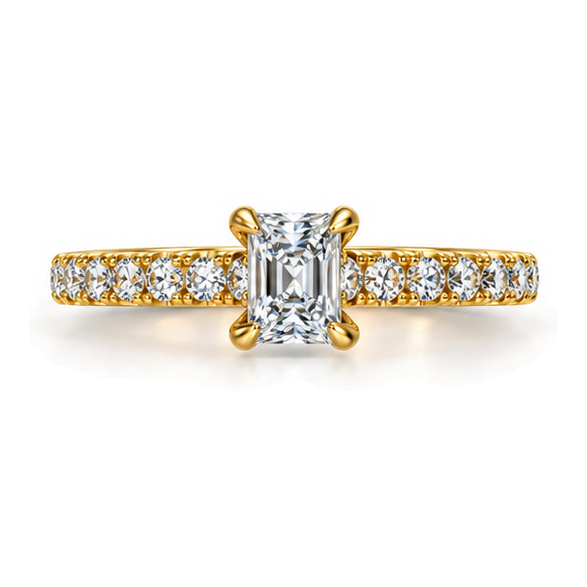 Princess Cut Moissanite Solitaire Engagement Ring — 925 Sterling Silver, 18K Gold Plated