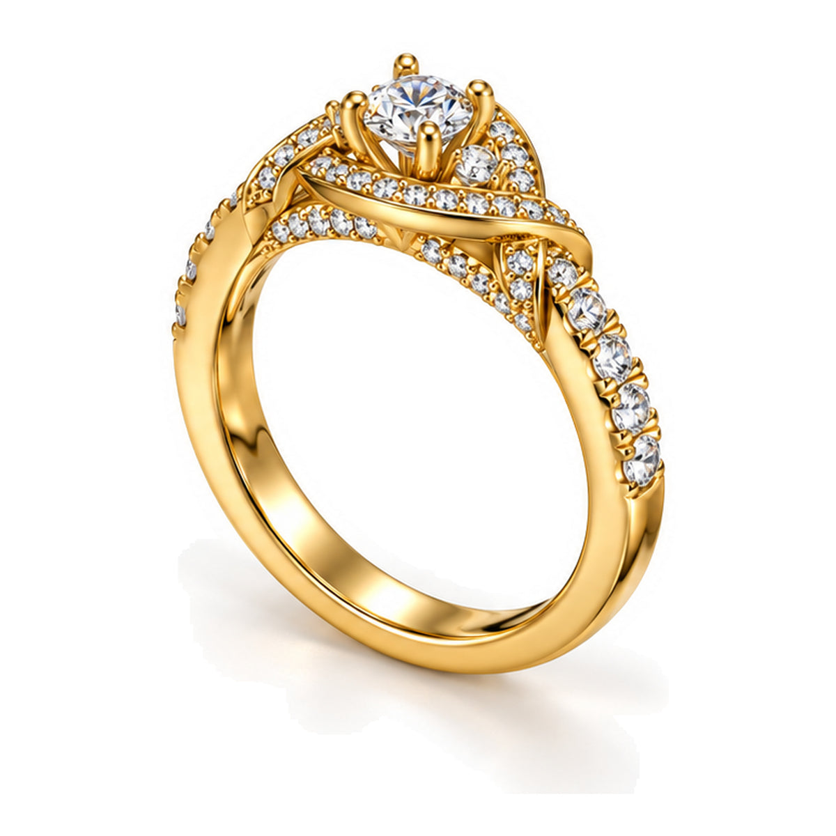 Round Moissanite Bypass Wrap Engagement Ring — 925 Sterling Silver, 18K Gold Plated