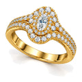 Oval Moissanite Cluster Double Halo Engagement Ring — 925 Sterling Silver, 18K Gold Plated