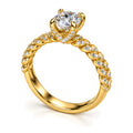 Round Moissanite Solitaire Engagement Ring with Twisted Rope Pavé Band — 925 Sterling Silver, 18K Gold Plated
