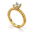 Princess Cut Moissanite Solitaire Engagement Ring with Twisted Rope Band — 925 Sterling Silver, 18K Gold Plated