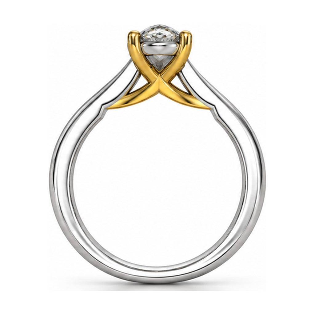 Two-Tone Crossover Pear Solitaire Engagement Ring, 1 ct back view