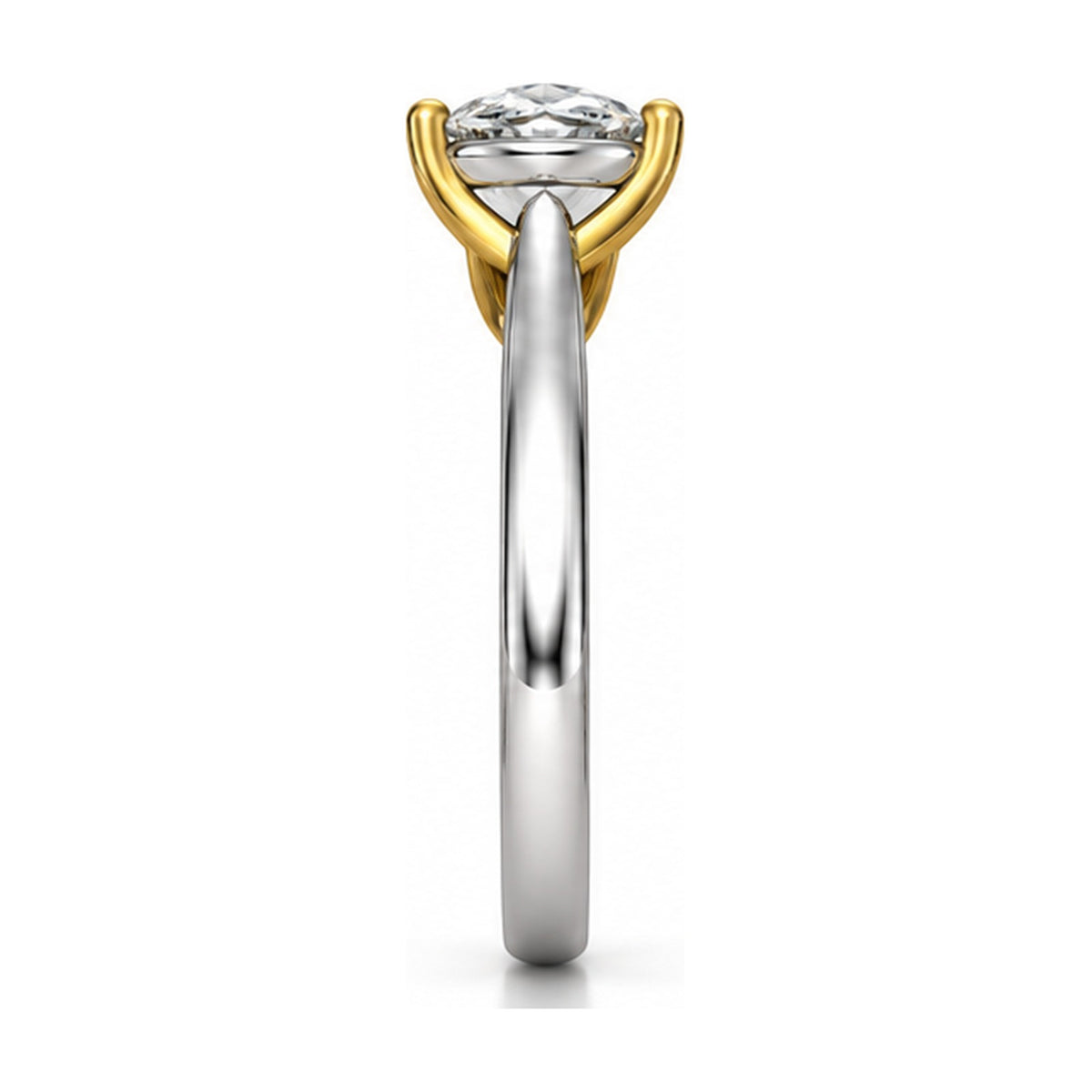 Two-Tone Crossover Pear Solitaire Engagement Ring, 1 ct side view