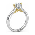 Two-Tone Crossover Heart Solitaire Engagement Ring, 1 ct angle view