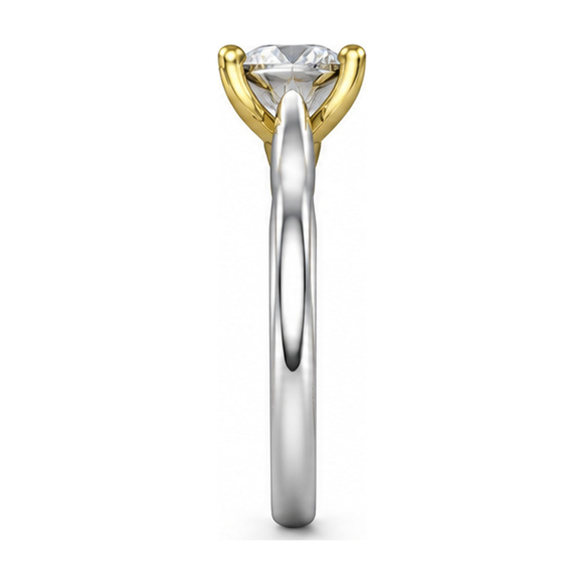 Two-Tone Crossover Heart Solitaire Engagement Ring, 1 ct side view
