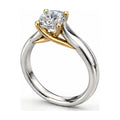 Two-Tone Crossover Cushion Solitaire Engagement Ring, 1 ct angle view