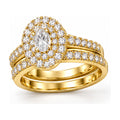 Oval Double Halo Bridal Ring Set, 0.38 ct angle view