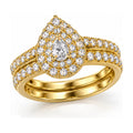 Pear Double Halo Bridal Ring Set, 0.38 ct angle view